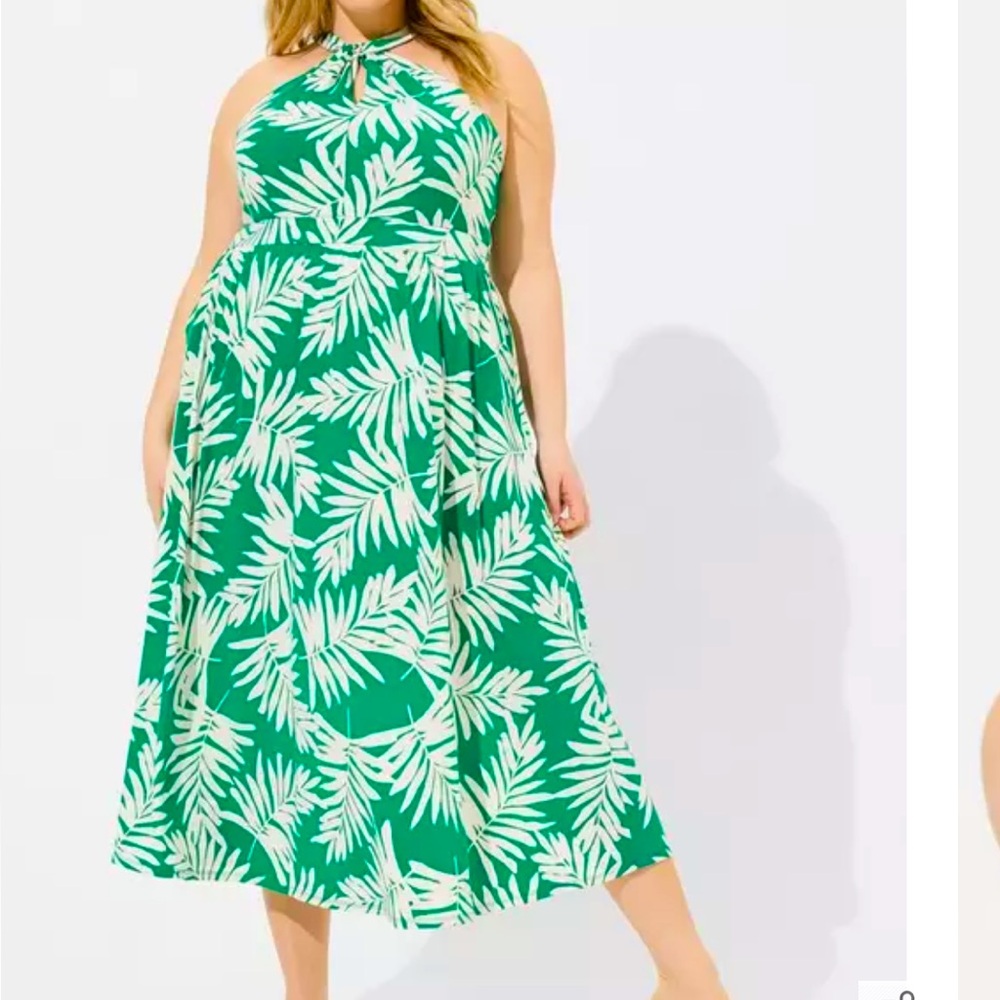 Torrid green halter tea length dress size 0